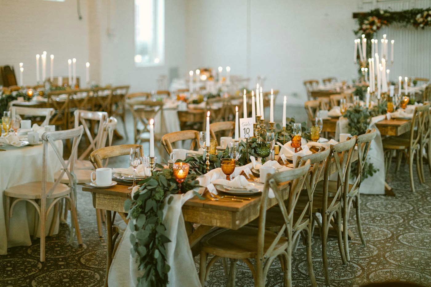 Candlelit reception styling